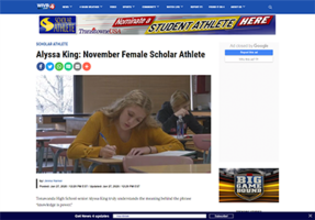 Senior Alyssa King named Ch. 4 Female Scholar Athlete